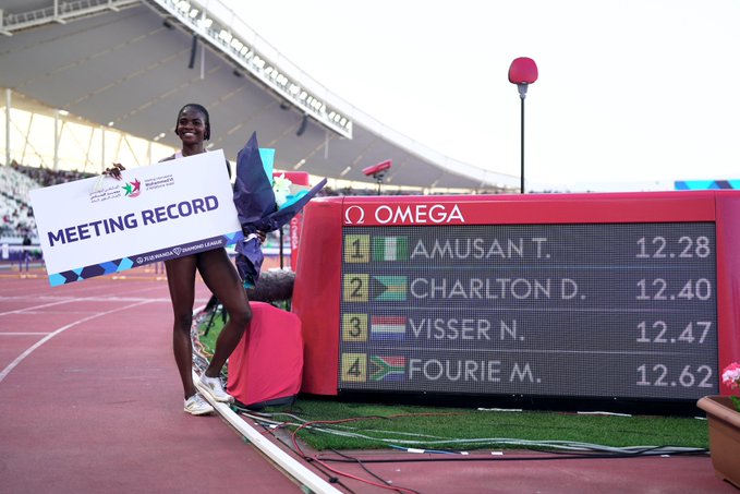 Amusan gets first Diamond League win of 2026 with record-breaking run in Rabat